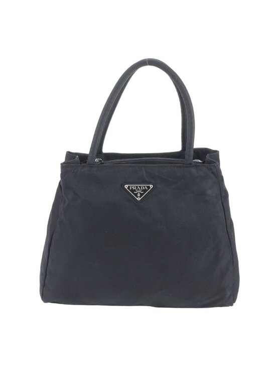 Prada Tessuto Nylon Triangle Logo Tote Shoulder Hand Black